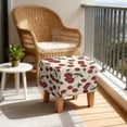 thumbnail image 4 of SCRAWLGOD Cherry Print Red Beige Stretch Ottoman Cover Square Folding Storage Stool Furniture Protector Soft Footrest Stool Slipcover with Elastic Bottom for Pets, 4 of 7