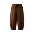 thumbnail image 5 of vdgthytj Cargo Capris for Women Elastic High Waist Drawstring Baggy Ankle Cuffs Streetwear Summer Casual Capris with Pockets, 5 of 5