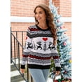thumbnail image 4 of Women'S Christmas Sweater Fall Winter Xmas Top Long Sleeve Round Neck Knitted Sweater Chunky Casual Pullover Top White S, 4 of 6