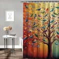 thumbnail image 2 of Orinice Colorful Tree Birds Shower Curtain for Bathroom Colorful Oil Painting Waterproof Polyester Fabric Bath Curtains with Hooks Bathtub Curtains Set 69x72, 2 of 7