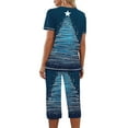 thumbnail image 3 of Puntoco Conjuntos de pijama cómodos para mujer, conjunto de pijama con top de manga corta con botones y cuello redondo con estampado navideño y pantalón con bolsillos y cintura elástica, 3 of 4