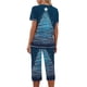 thumbnail image 3 of Puntoco Conjunto de pijama cómodo para mujer, con estampado navideño, cuello redondo, botones, manga corta y pantalón con bolsillos y cintura elástica, 3 of 4