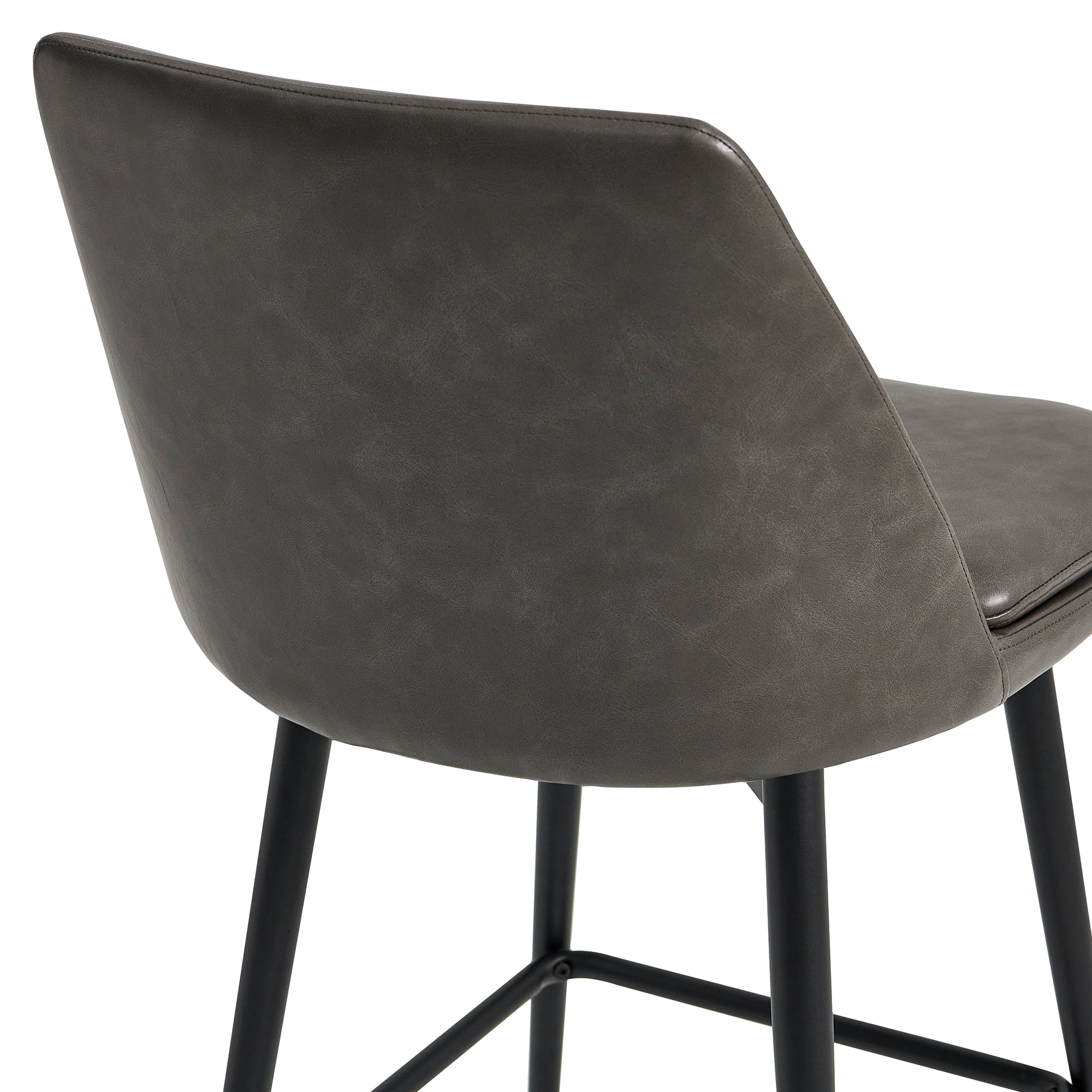 CHITA 27 inch Counter Height Swivel Bar Stools Low Back Set of 2, Metal Base, Faux Leather in Retro Gray