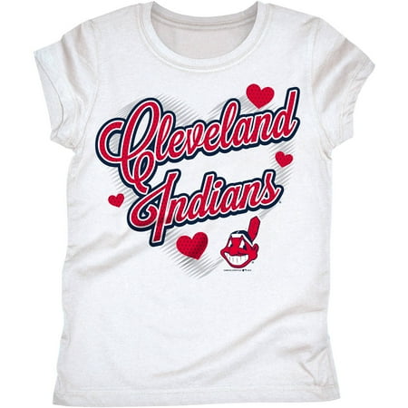 Cleveland Indians Mlb Crystal - MLB Cleveland Indians Girls Short Sleeve White Graphic Tee