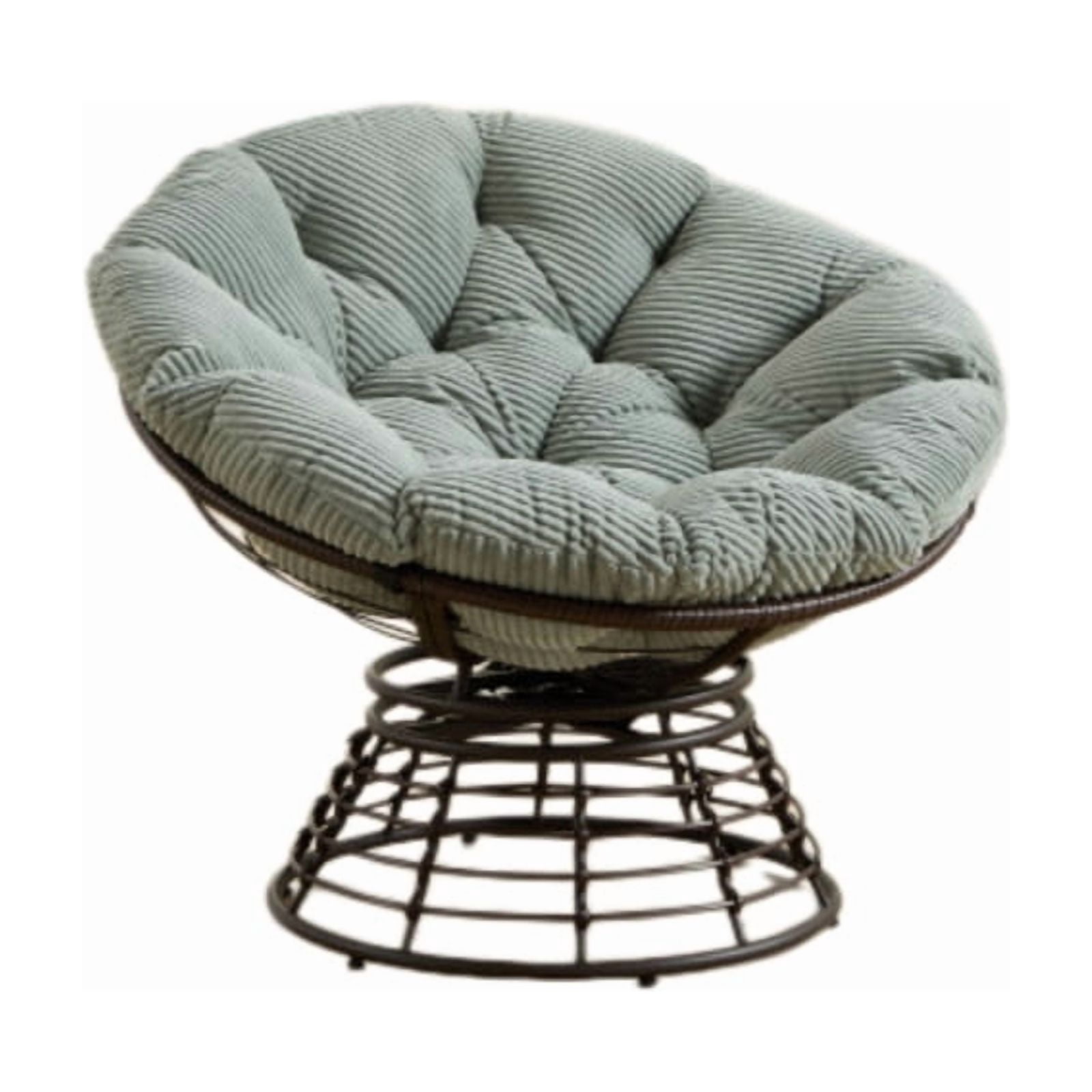 Ergonomic Wicker Papasan Chair, 360° Swivel Chair with Soft Thick Cushion for Living Room, Bedroom, Reading Room