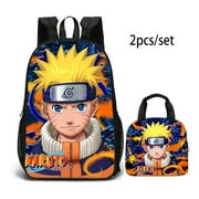 Kufutee Naruto 2 Pieces Double Sided School Backpack with Lunch Box