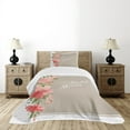 thumbnail image 4 of Ambesonne Salmon Quilted Bedspread Set 2 Pcs, Floral Wedding Frame, Twin Size, Salmon Green and Beige, 4 of 5