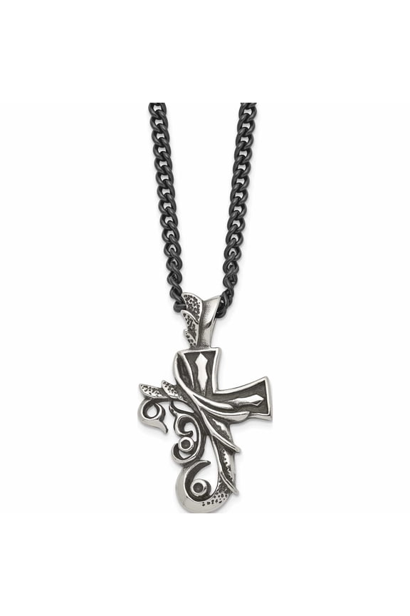 Stainless Steel Antiqued And Polished Fancy Cross 20In Necklace Made In China -Jewelry By Sweet Pea