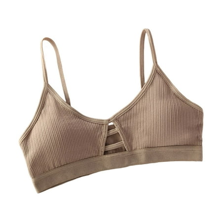 

Profit Thin Strap Bra Sexy Lingerie Three-cornered Cup Hollow Out Backless Soft Bras Breathable Seamless Bralette Underwear Coffee Color Free Size