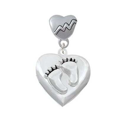 Baby Feet Heart Locket - Heartbeat Charm Bead