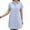 Blue White Stripe, variant on Cotton Linen Dress for Women Short Sleeve V-Neck Button Down Tunic Shift Dress Casual Breathable Comfy Summer Shirt Dress with Pocket for Beach Vacation and Everyday Wear