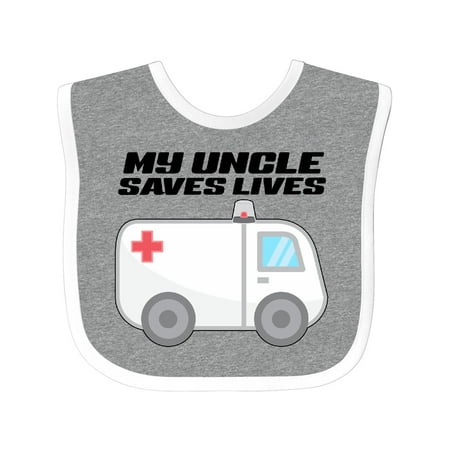 

Inktastic My Uncle Saves Lives- Ambulance Gift Baby Boy or Baby Girl Bib