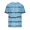 thumbnail image 3 of FAIWAD Men's Short Sleeve Hoodies Sweatshirt Striped Print Drawstring Athletic Lightweight Hoodies Tops, 3 of 4