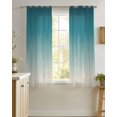 thumbnail image 4 of Teal Blue Ombre Sheer Curtains 45 Inch Length 2 Panels Set for Living Room/Bedroom, Contemporary Gradient Abstract Art Kitchen Curtains Grommet Semi-Sheer Curtains Drapes Window Treatments 42"x45"x2, 4 of 7