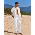 thumbnail image 3 of COOFANDY Mens Linen Sets Outfits 2 Piece Short Sleeve Button Down Shirts Summer Beach Pants Resort Wear Outfits, 3 of 6