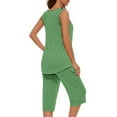 thumbnail image 4 of Tnhcen Women's Casual Print Sleeveless Crewneck Sleepwear Set Tank Top & Capri Pants Pajama S-2XL Soft Polyester Spandex Lounge Wear, 4 of 6