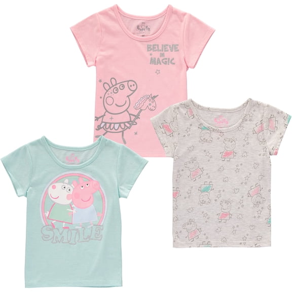 Peppa Big Baby Girls T-Shirt 3-Pack - Peppa Pig Clothes - Baby Girl Clothes (Multi, 12M)