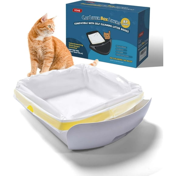 AIR-Cat Litter Bags for Robot 3/4, 2 mil Thickened Waste Drawer Liners Compatible with Most Self-cleaning Automatic Boxes - 57 Count Pet Kitten Poop Disposable Replacement Bags, 5-9 Gal, 26 x 16