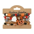 thumbnail image 7 of Halloween Stretch Beaded Bracelets Stack Set Colorful White Gold Smile Ghost Bat Pumpkin Polymer Beaded Pearl Clay Stackable Charm Gothic Aesthetic Layering Bracelets Jewelry for Girls Women Teens, 7 of 7