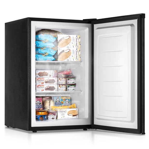 Simzlife 3.0 Cu.ft Upright Freezer,Single Door Compact Design,Reversible Stainless Steel Door,Suitable for Home,Dorm,Apartment and Office,Black