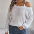 thumbnail image 5 of Lovskoo 2024 Sweaters for Women Trendy Casual Long Sleeve Off-The-Shoulder Solid Acrylic Tops Blouse White, 5 of 8