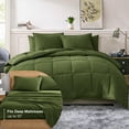 thumbnail image 3 of Queen Comforter Set - Pre-Washed Queen Size Bed in a Bag 7 Pieces, Down Alternative Bedding Sets with Comforters, Sheets Set, Pillowcases & Shams - Olive Green, 3 of 7