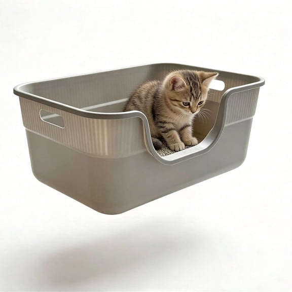 ACDANC Large Cat Litter Box with High Sides for Kittens Senior Cats|16.65"X 11.5" X 7.08" Low Entry Open Top Cat Litter Box Litter Pan Anti-Splashing