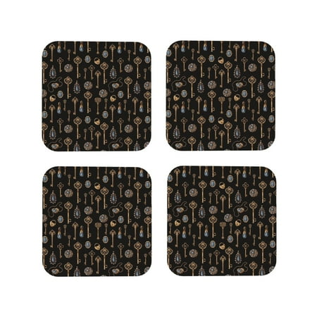 

Tideii Jewelry And Keys for Leather Coasters 4 Pieces Anti-fouling and Anti-scalding Decorative Coasters Suitable for Restaurants Kitchens Coffee Shops-Square