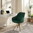 thumbnail image 3 of Art Leon Velvet Desk Chair Swivel with Gold Plated Legs, Dark Green, 3 of 9