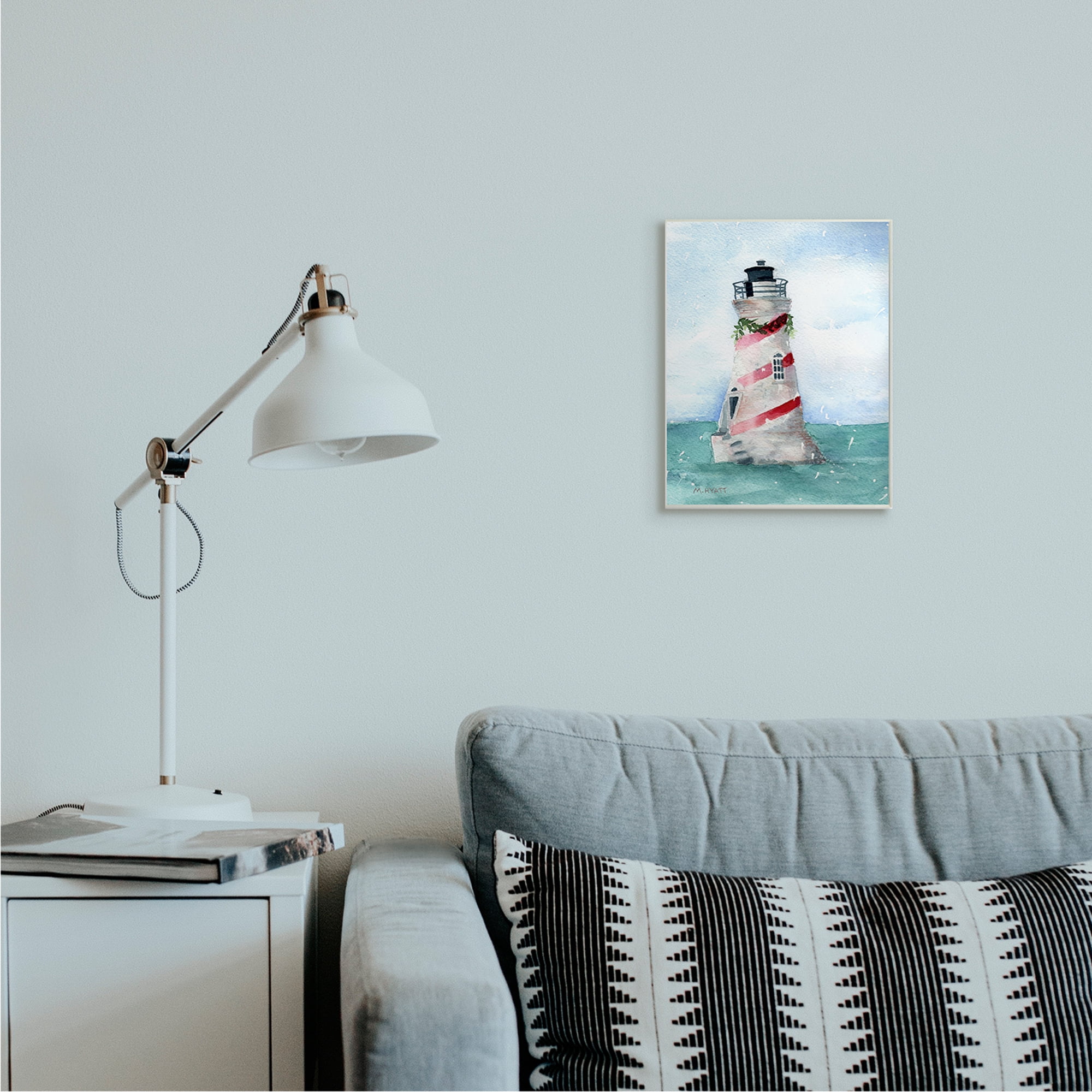 Stupell Industries Nautical Holiday Lighthouse Christmas Candy Cane Stripes Wall Plaque Design by Melissa Hyatt LLC