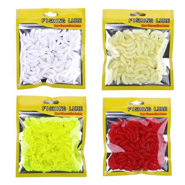 Greeniant 50 unids/bolsa 2cm pan insecto biónico Artificial alta larvas trucha señuelos plástico mano caña cebo señuelos de pesca Pescar 4# Greeniant DJ1018-04