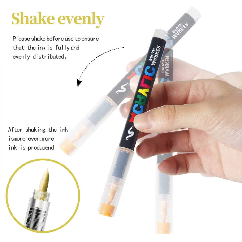 Zeiwohndc Brush Tip Liquid Acrylic Marker Multifunction Acrylic Paint Pen for Painting