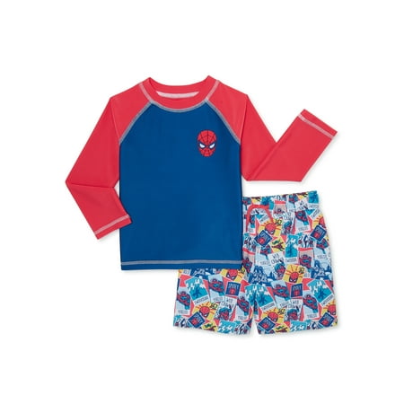 

Spider-Man Toddler Boy Long Sleeve Rashguard and Swim Trunks Set 2-Piece Sizes 2T-5T