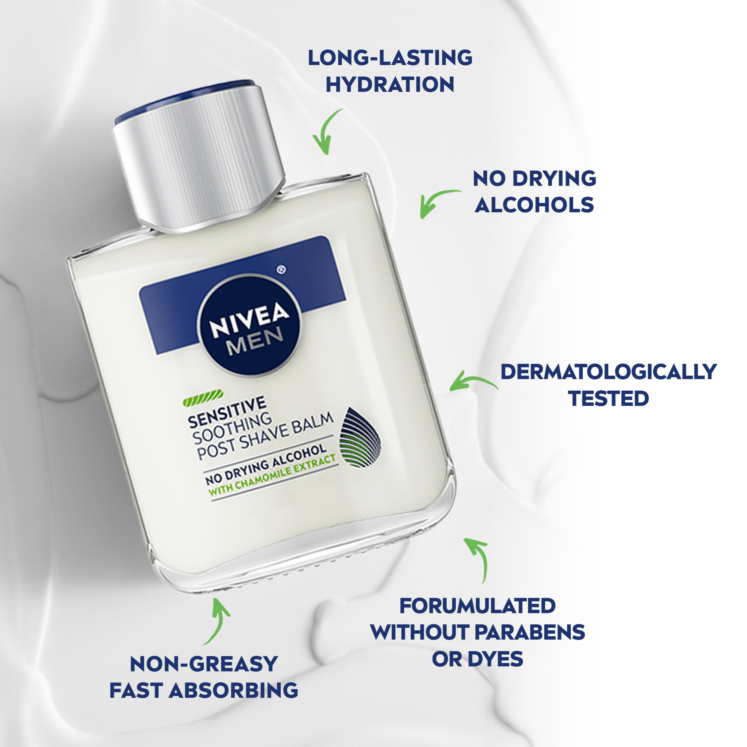 NIVEA MEN Sensitive Post Shave Balm with Vitamin E, Chamomile and Witch Hazel Extracts, 3.3 Fl Oz Bottle - image 5 of 15