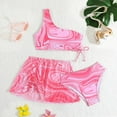 thumbnail image 2 of SGMVNU Girls 3 Piece Swimsuits Cute Bathing Suit Triangle Bikini Set with Beach Cover up Skirt Teen Kids Swimwear for Age 9-10 Years Kids, Pink-D, 2 of 7