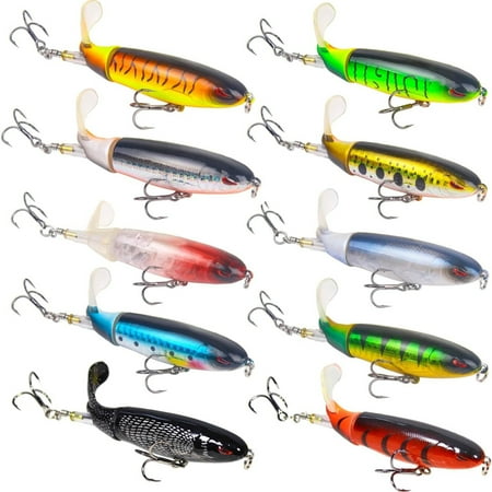 10-Piece Bass Fishing Lures Kit Topwater Floating Lures with Rotating Tail for Saltwater & Freshwater High-Catch Plastic Hard Baits for Tackle Enthusiasts