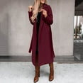 thumbnail image 2 of VINUSLI Women's 2025 Wool Blend Trench Elegant Notch Collar Jackets Mid Long Warm Pea Coats Dressy Casual Double Breasted Overcoat with Pockets Wine,M, 2 of 7