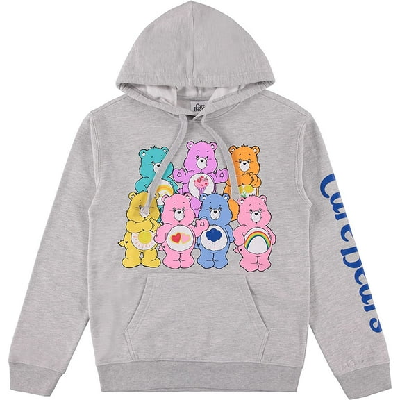 Care Bears Ladies Hoodie Sweatshirt - Ladies Classic Clothing - Cheer Friend Funshine Good Luck Hoodie Sweatshirt Heather Grey, Medium
