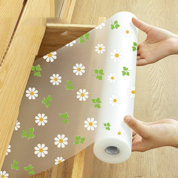 Revestimientos para refrigerador, tapetes para estantes de refrigerador, antiadherentes, antideslizantes, impermeables, con estampado floral, fáciles de limpiar, para gabinetes de cocina, cajones