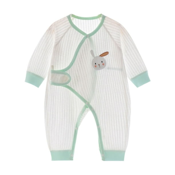 Gibobby Pañalero de algodón Onesie de verano para recién nacidos, ropa de sin hueso para hombres y mujeres, ropa de escalada de manga larga para bebés, ropa Ha(Verde, 0-1 Meses )