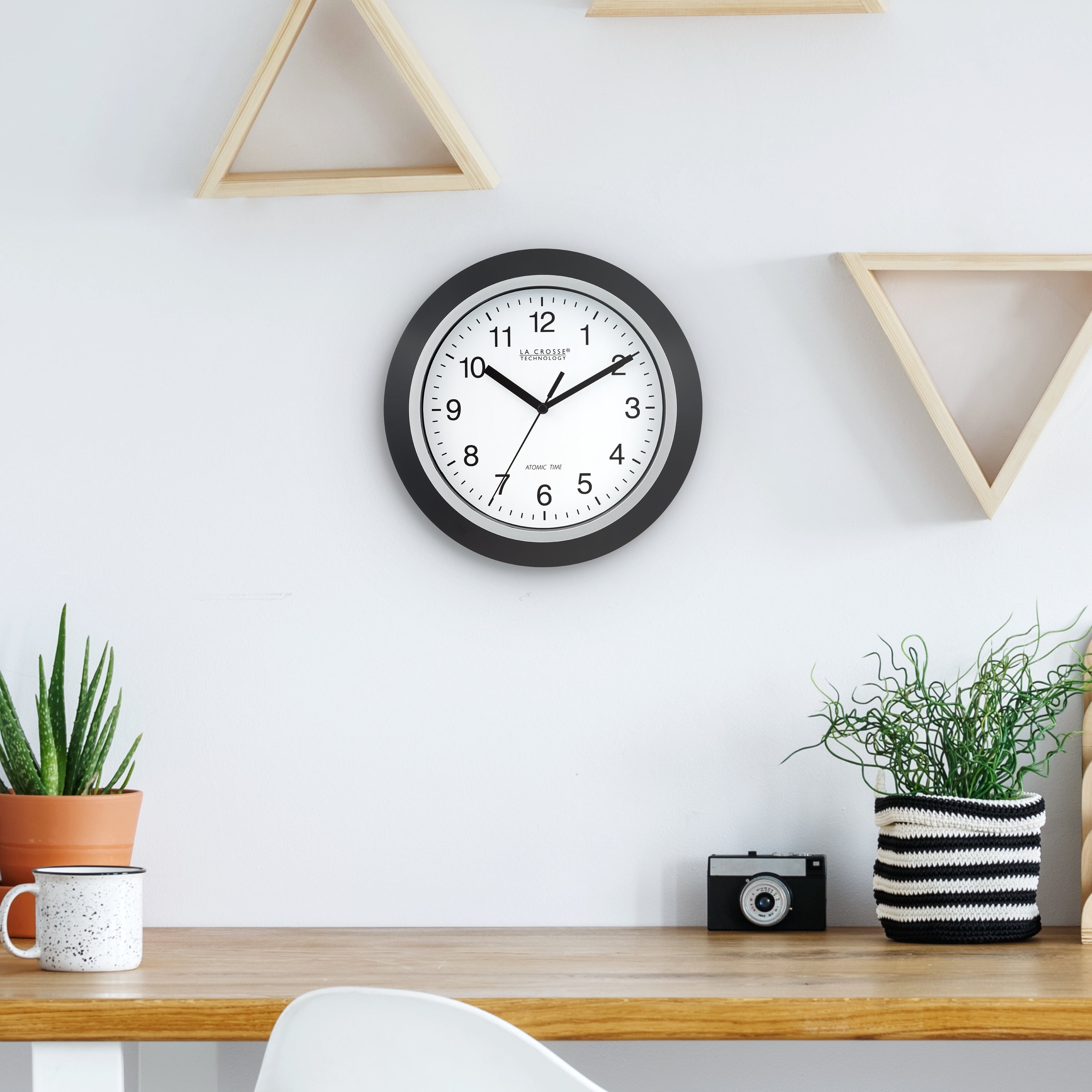 La Crosse Technology 10 inch Classic Black Atomic Analog Wall Clock, WT-3102B