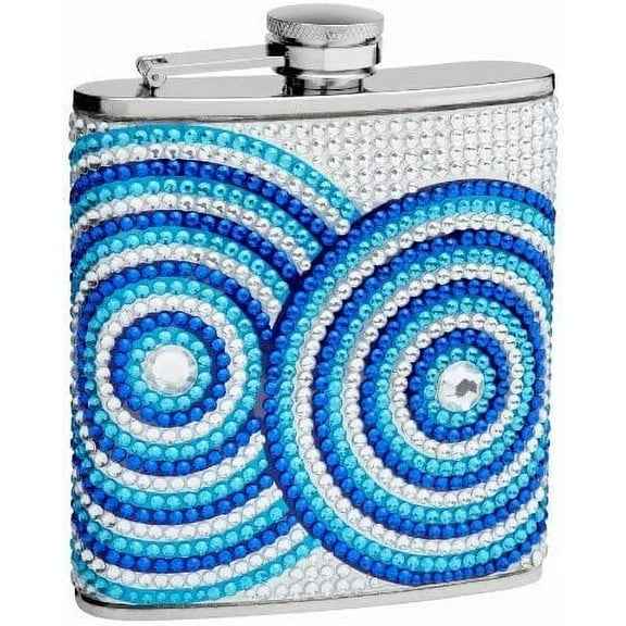 Flasks.com Genuine Rhinestone Hip Flask with Circle Pattern