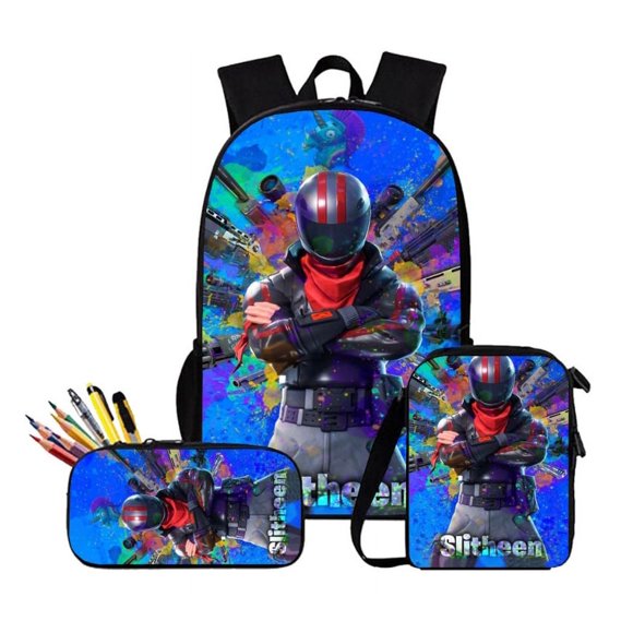 Sac à Dos de Jeu 17 Pouces Beau Sac à Dos de Voyage de Loisirs Ensemble de 3 Pcs, Sac à Dos Grande Capacité Respirant Portable Léger
