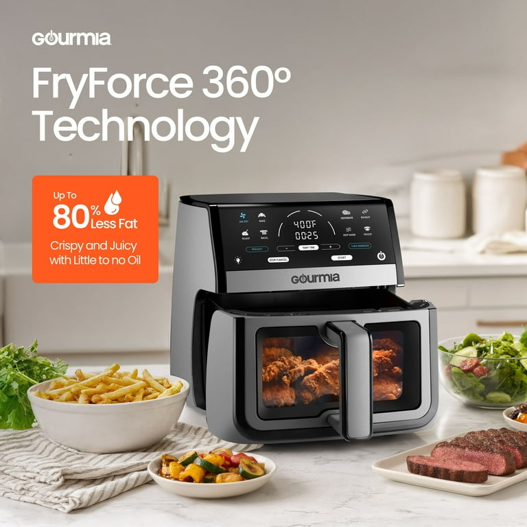 Gourmia 8 Qt Digital Window Air Fryer with 8 One-Touch Cooking
