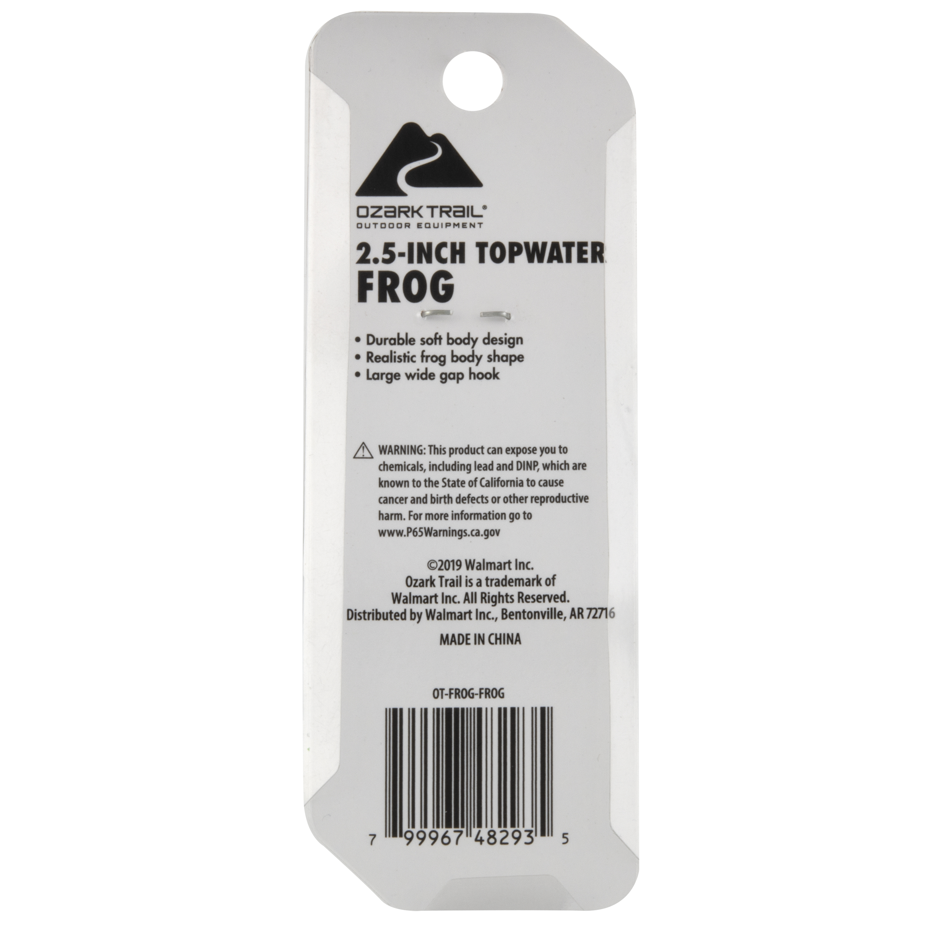 Ozark Trail 2.5" Topwater Frog Lure for Bass Fishing, Green