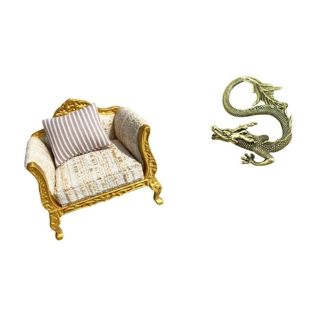 Figura De Mascota De Té Con Sofá De Madera En Miniatura Y Estatua De Latón Para Casa De Muñecas, Juguetes De Bricolaje, Escenas De La Vida Y Decoración Del Dormitorio De La Oficina En El