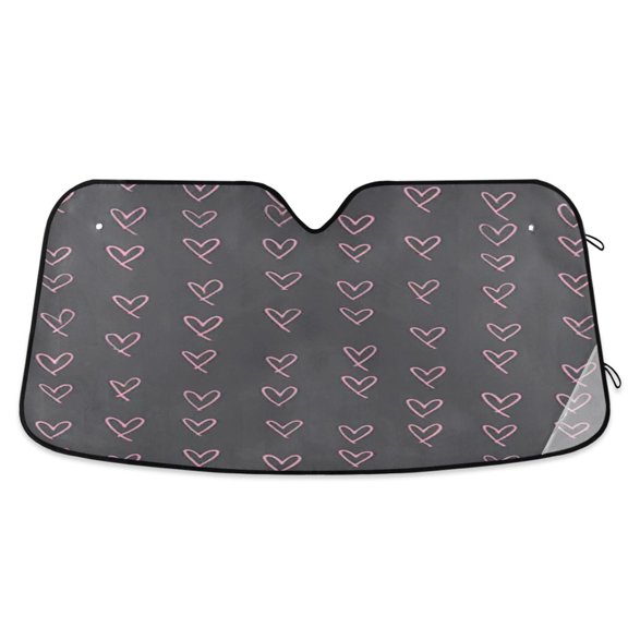 Iauyy Foldable Windshield Sun Shade for Cars, Interior Sun Protection for car UV Protection for Sedan/SUV/Truck, (S/M/L) Pink Outline Line