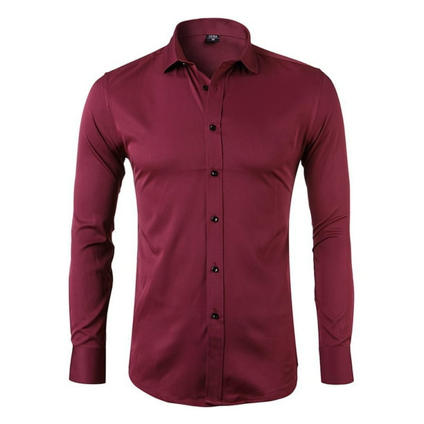 Regular Fit Button Down Dress Men Custom Fit Long Sleeve Casual T -Shirt Tops Walmart.com
