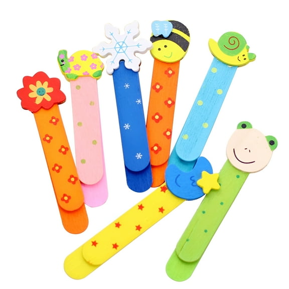 CCOCC 10 Pcs Wooden Bookmark Cartoon Book Marker Wooden Bookmarker for Kids Students (Random Pattern)