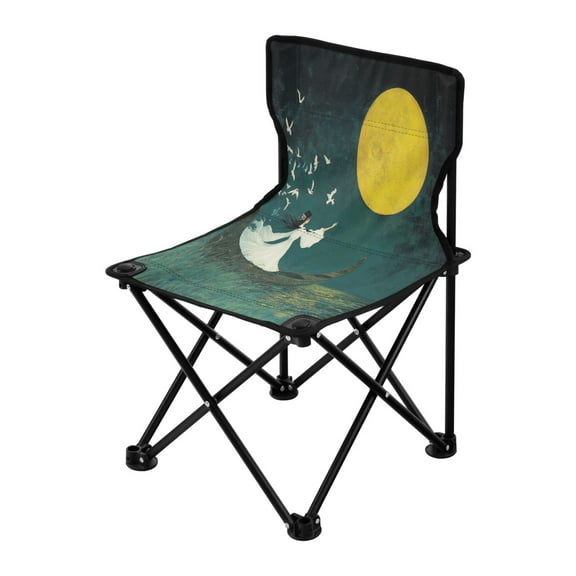 Outdoor Folding Chair 14.46x14.46x22.83 Inches, Camping Folding Chair Easy to Carry Ideal for Outdoor Picnics Camping Park Fishing Beauty under The Moon
